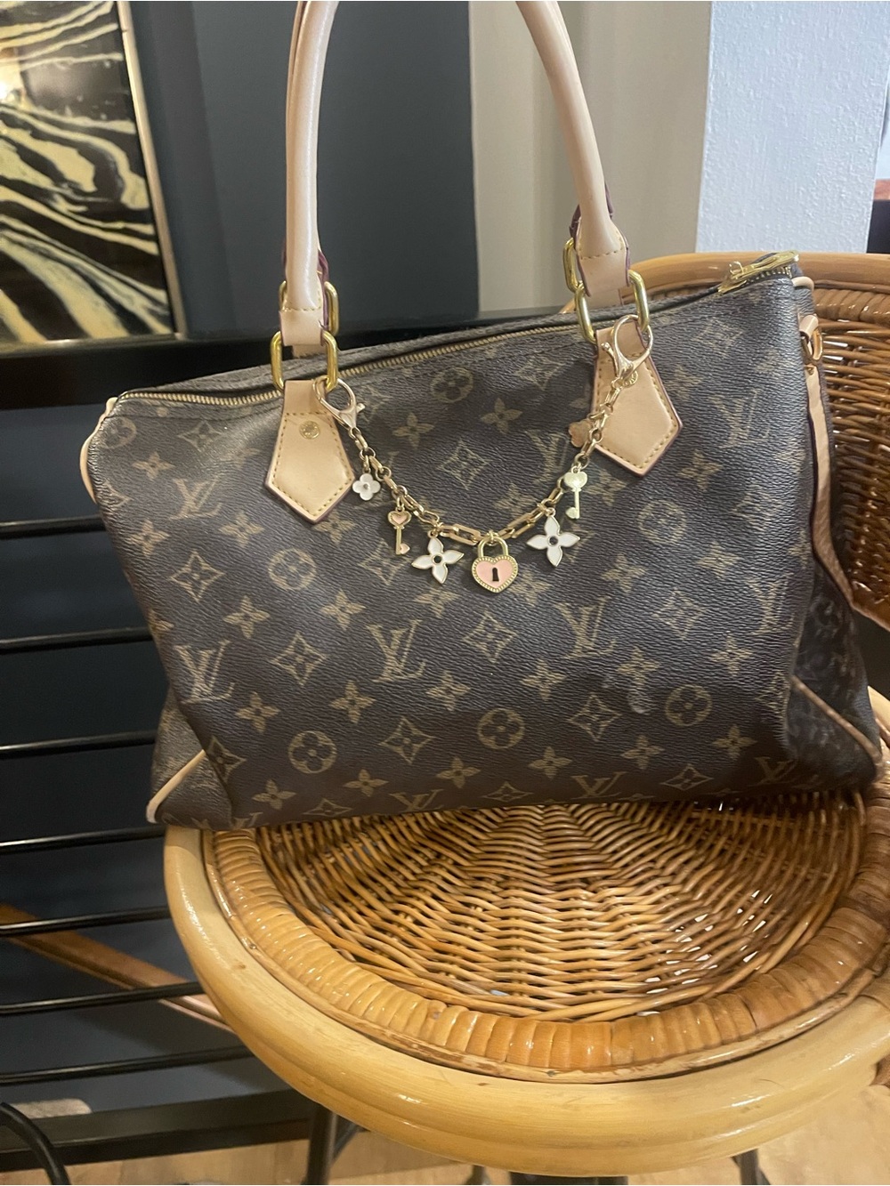 🔻SOLD🔻 Louis Vuitton Brown Monogram Canvas Satchel with Light Beige Trim - Picture 2 of 3